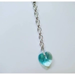 Ice Blue Crystal Heart Keyring
