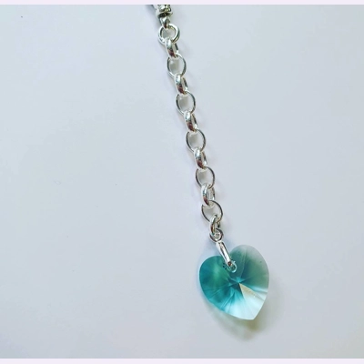 Ice Blue Crystal Heart Keyring