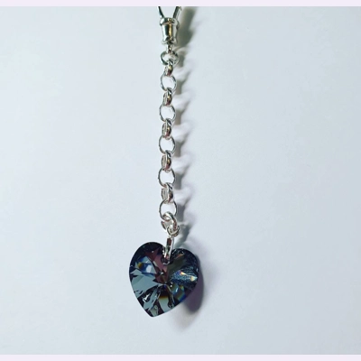 Silver Crystal Heart Keyring