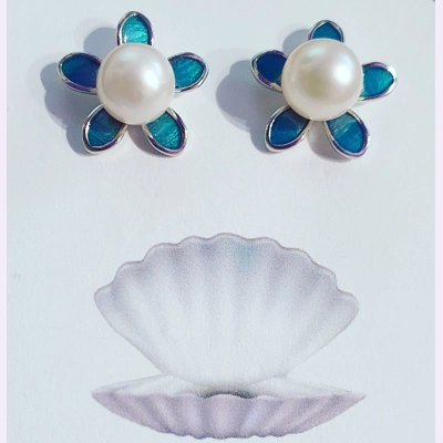 Blue Petal Earrings