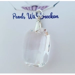 Curved Rectangle Crystal Pendant 30mm - Crystal