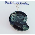 Fossil Shell Pendant 28mm - Silver Night