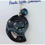 Fossil Shell Pendant 28mm - Silver Night