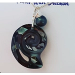 Fossil Shell Pendant 28mm - Silver Night