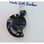 Fossil Shell Pendant 28mm - Silver Night