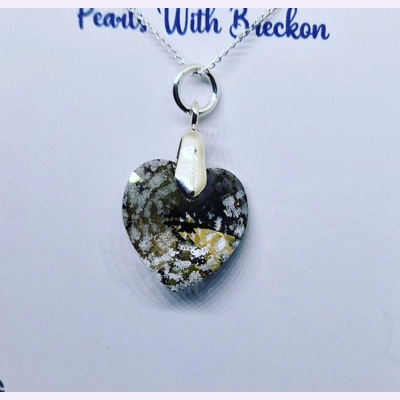 Gold Crackle - Traditional Crystal Heart Pendant