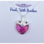 Bright Pink Warrior - Traditional Crystal Heart Pendant