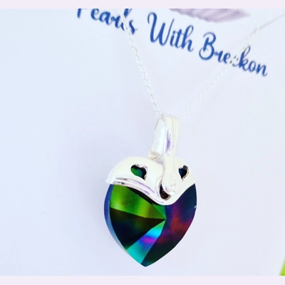 Dark Rainbow Warrior - Traditional Crystal Heart Pendant