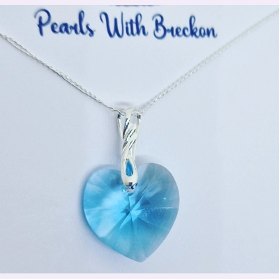 Blue Twist - Traditional Crystal Heart Pendant