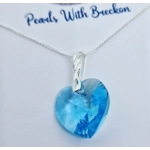 Blue Twist - Traditional Crystal Heart Pendant