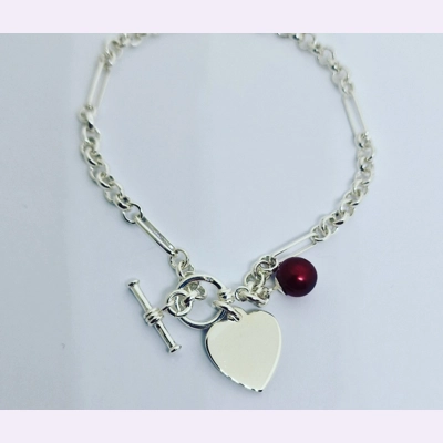 Figaro Heart T-Bar Bracelet