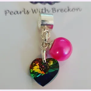 Rainbow Crystal Heart Charm