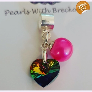 Rainbow Crystal Heart Charm