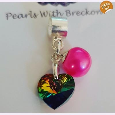 Rainbow Crystal Heart Charm