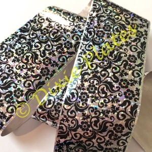 Black and Silver Filigree Lace Nail Art Foil - 1 Meter