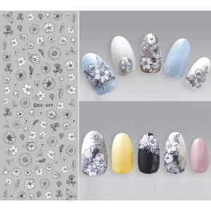 Black & White Floral Water Decals