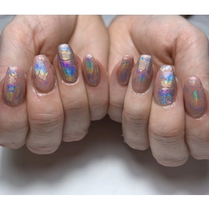 Silver Holographic Feathers Nail Art Foil - 1 Meter