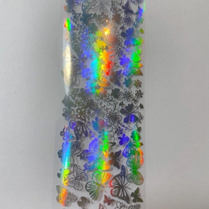 Silver Holo Butterflies Nail Art Foil - 1 Meter