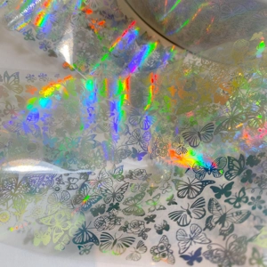 Silver Holo Butterflies Nail Art Foil - 1 Meter