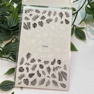 Black & White Leaf Nail Art Stickers
