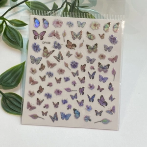 Holographic Lilac Butterfly Nail Art Stickers