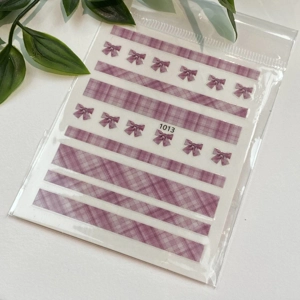 Pink Plaid & Bows Nail Art Stickers