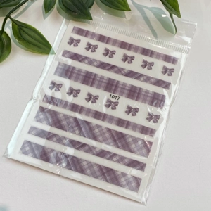 Lavender Plaid & Bows Nail Art Stickers