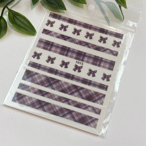 Plum Plaid & Bows Nail Art Stickers