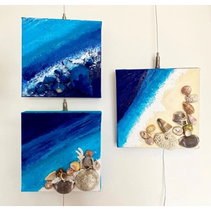 Blue Charm with shells #I#II#III | Acrylic on canvas