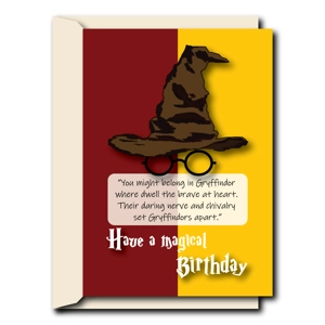 Sorting hat- Gryffindor | Birthday Card