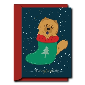 Chow Chow in the Stocking | Christmas Card