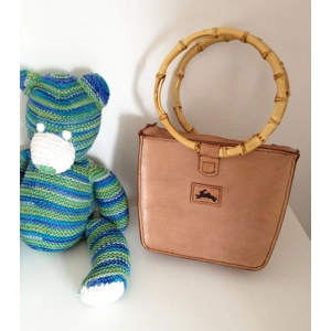Genuine Leather Bamboo Handle Bag