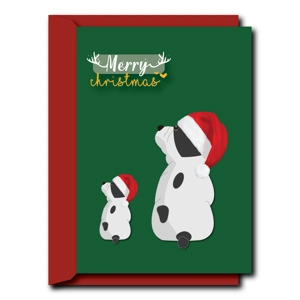 Boston Terrier with Christmas hat | Christmas Card