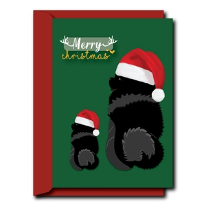 Chow Chow with Christmas hat | Christmas Card