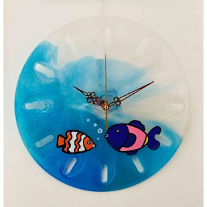 Waves and Fish Wall Clock