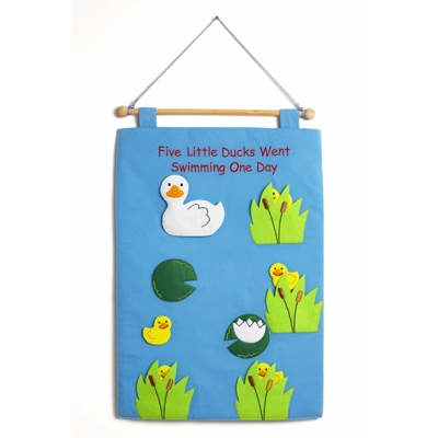 'Five little Ducks went swimming one day' fabric wallchart