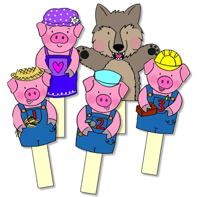 Three Pigs Storysticks