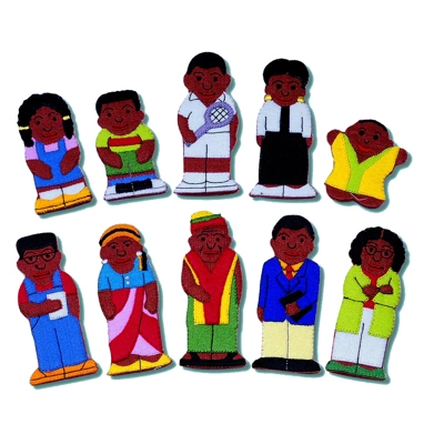 Black family & Friends finger puppet set