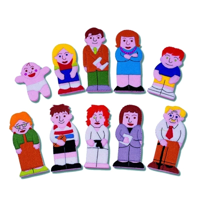 Caucasian family finger puppets