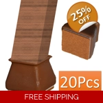 20Pcs Padded Silicon furniture leg protector for Chairs Tables SQUARE BROWN