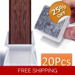 20Pcs Padded Silicon furniture floor protectors for Chairs Tables Square White