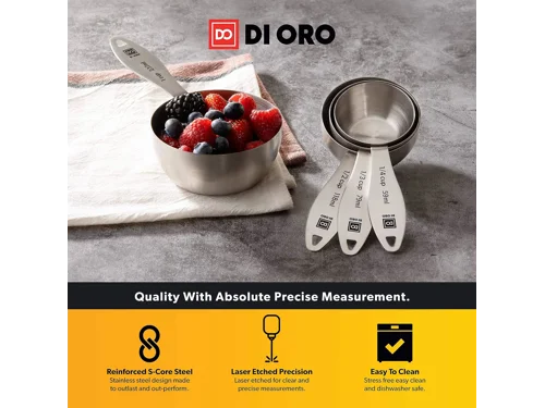 Ely Wholesale DI ORO Stainless Steel Measuring Cups Set