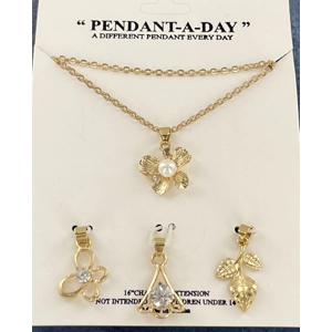 2 - 24KT Gold Plated Pendant A Day Interchangeable Necklaces
