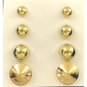 2 Sets 24KT Gold Plated Stud Earrings - 4 Pair Each