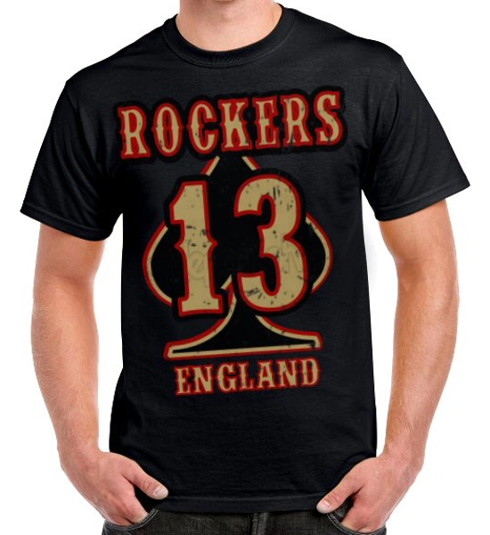 T Shirt Rockers England BIG 13 Front Print - UK P&P Included