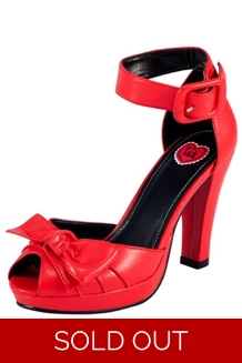 TUK Red Gathered Front Peep Toe Starlet High Hee..