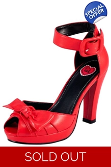 TUK Red Gathered Front Peep Toe Starlet High Hee..
