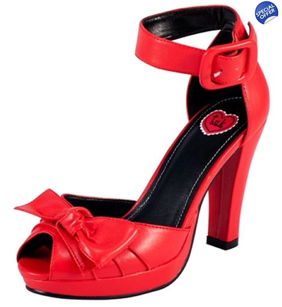 Red open toe on sale heels with ankle strap