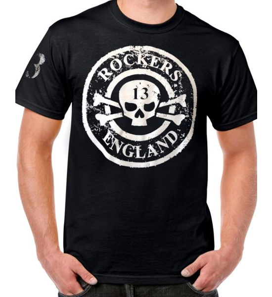 T Shirt Rockers England B/W Distressed logo. UK P&P Included