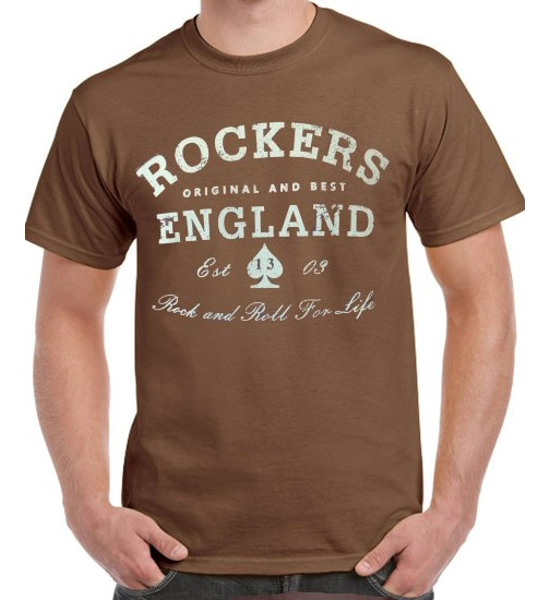 Original & Best - Rockers England Chestnut T Shirt, UK P&P Included